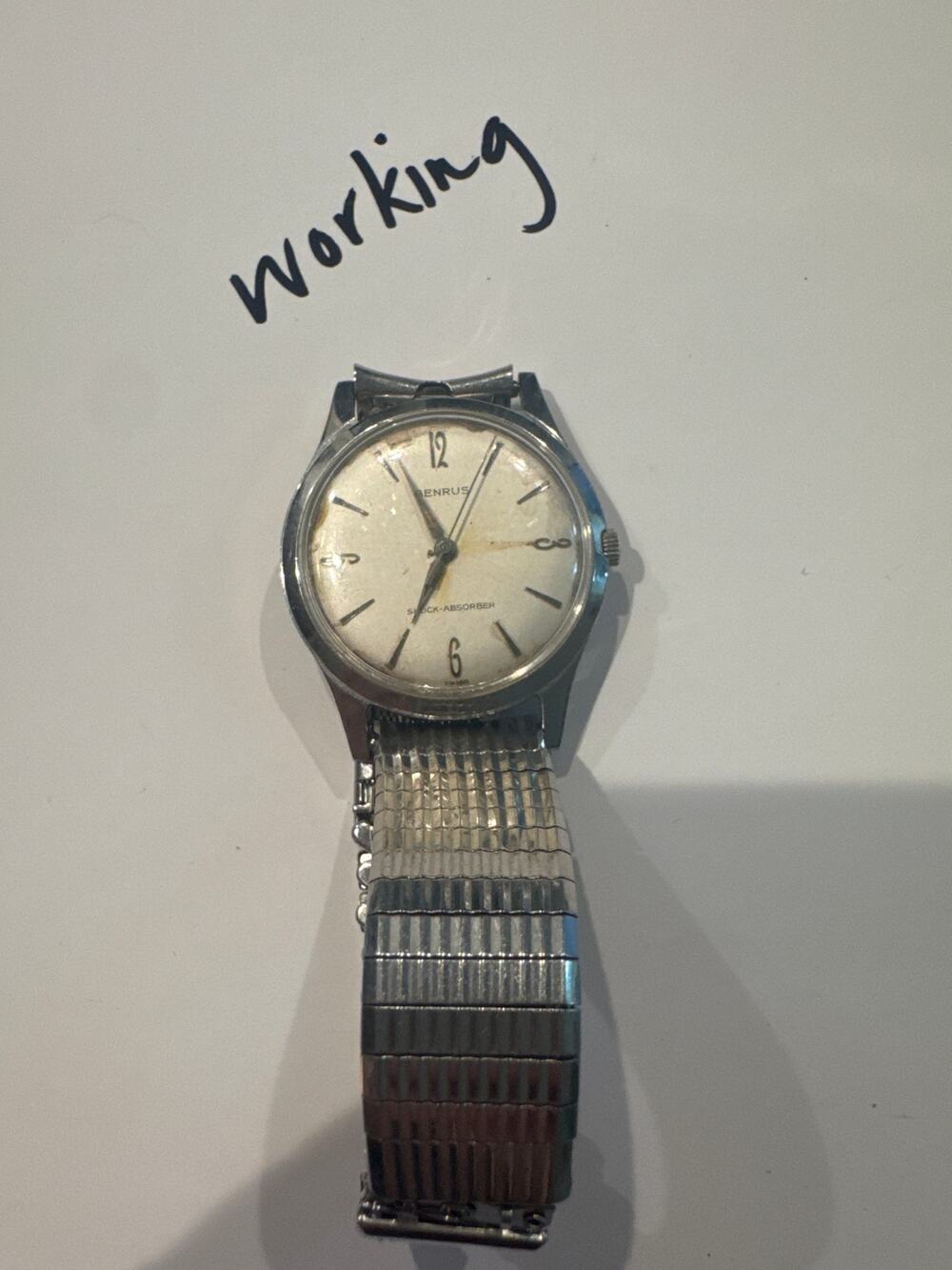 Vintage Benrus Men's Shockproof Wristwatch Manual Wind Working Stainless Mesh